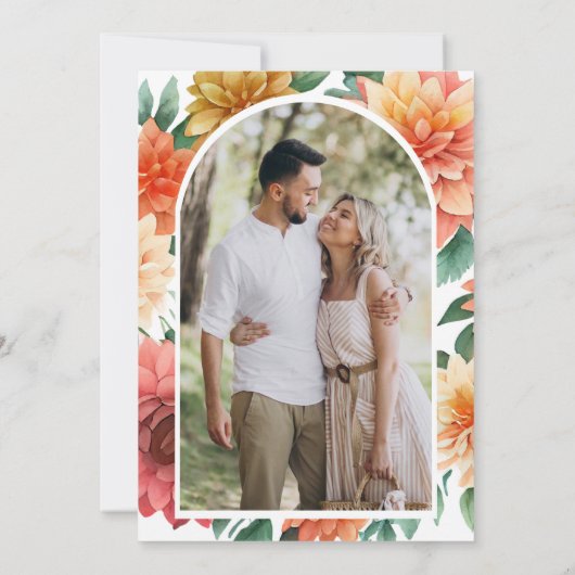 Kleurrijke Dahlia Mason Jar foto bruiloft Save The Date (Achterkant)