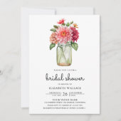 Kleurrijke Dahlia Mason Pot Bruiloftsshower Foto Kaart (Voorkant)