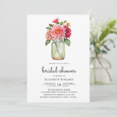 Kleurrijke Dahlia Mason Pot Bruiloftsshower Foto Kaart (Staand voorkant)
