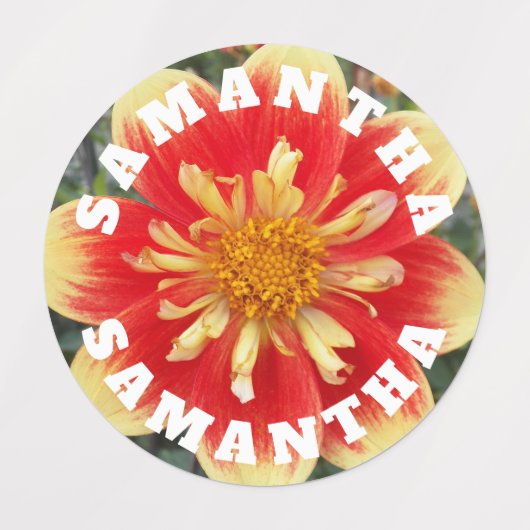 Kleurrijke Dahlia's met kindernaam Floral Labels (Design 2)