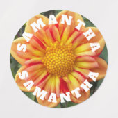 Kleurrijke Dahlia's met kindernaam Floral Labels (Design 1)