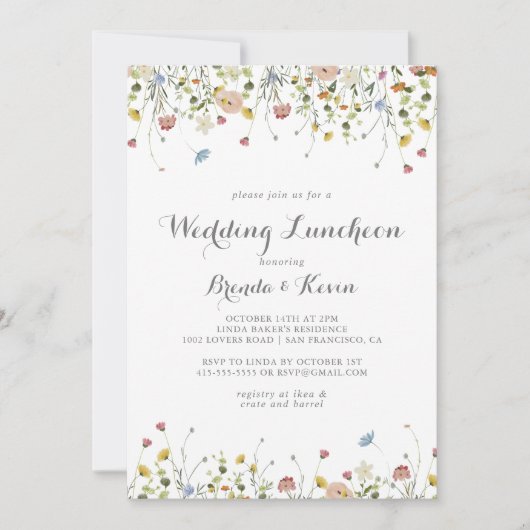 Kleurrijke Dainty Wedding Luncheon Vrijgezellenfee Kaart (Voorkant)