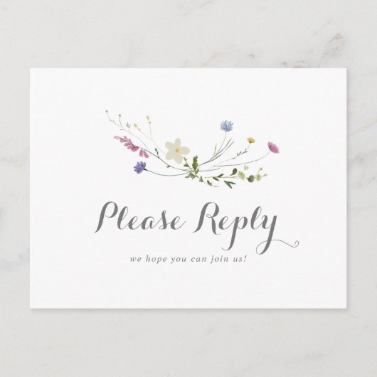 Kleurrijke Dainty Wild Menu Keuze RSVP Briefkaart (Voorkant)