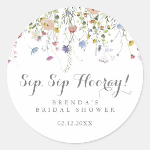Kleurrijke Dainty Wild Sip Sip Hooray Bruiloftsbor Ronde Sticker