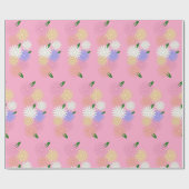 Kleurrijke Daisies Patroon op anjer roze Cadeaupapier (Vlak)