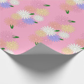 Kleurrijke Daisies Patroon op anjer roze Cadeaupapier (Hoek)