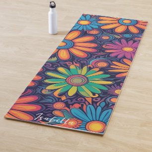 Kleurrijke Daisy bloem rustiek psychedelisch patro Yogamat