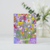 Kleurrijke Daisy Boeket Gelukkige Verjaardag Briefkaart (Staand voorkant)