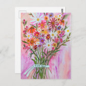 Kleurrijke Daisy Boeket HARTELIJK DANK! Briefkaart (Voorkant / Achterkant)