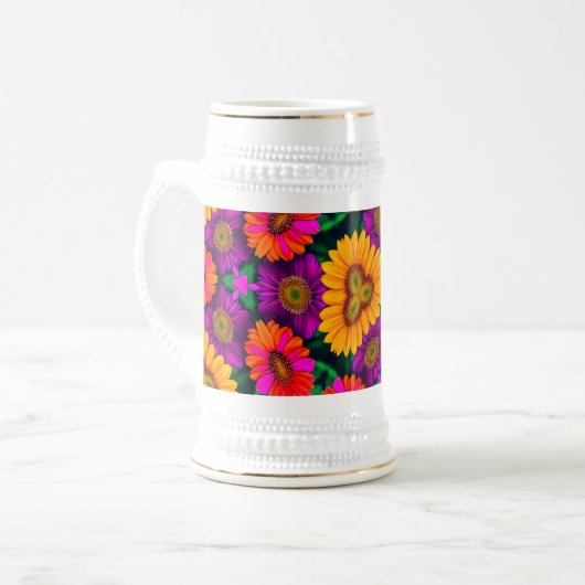 Kleurrijke Daisy Bouquet Patroon Bierpul (Voorkant links)