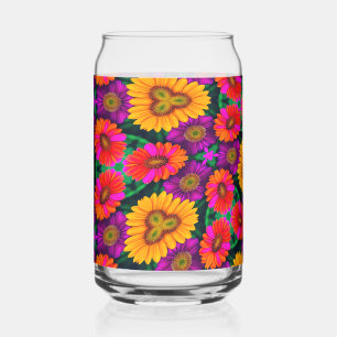 Kleurrijke Daisy Bouquet Patroon Blikvorm Glas