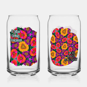 Kleurrijke Daisy Bouquet Patroon Blikvorm Glas