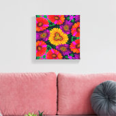 Kleurrijke Daisy Bouquet Patroon Canvas Afdruk (Insitu (Woonkamer))
