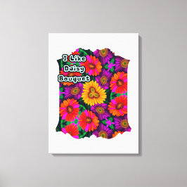 Kleurrijke Daisy Bouquet Patroon Canvas Afdruk