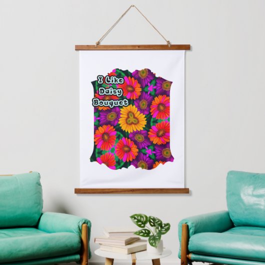 Kleurrijke Daisy Bouquet Patroon Hangend Wandkleed (Woonkamer)