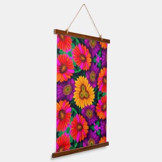 Kleurrijke Daisy Bouquet Patroon Hangend Wandkleed (Gebogen)