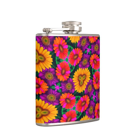 Kleurrijke Daisy Bouquet Patroon Heupfles (Rechts)