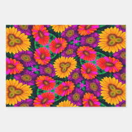 Kleurrijke Daisy Bouquet Patroon Inpakpapier Vel