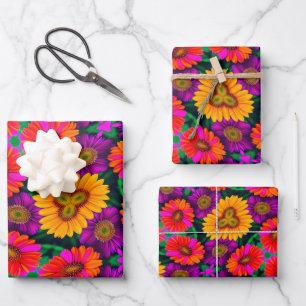 Kleurrijke Daisy Bouquet Patroon Inpakpapier Vel