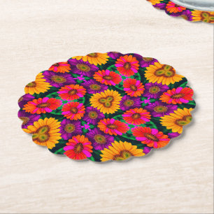 Kleurrijke Daisy Bouquet Patroon Kartonnen Onderzetters