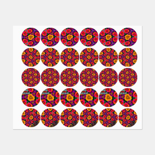 Kleurrijke Daisy Bouquet Patroon Labels (Vel)