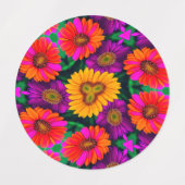 Kleurrijke Daisy Bouquet Patroon Labels (Design 1)