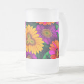 Kleurrijke Daisy Bouquet Patroon Matglas Bierpul (Voorkant rechts)