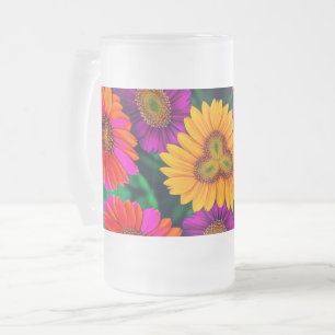Kleurrijke Daisy Bouquet Patroon Matglas Bierpul