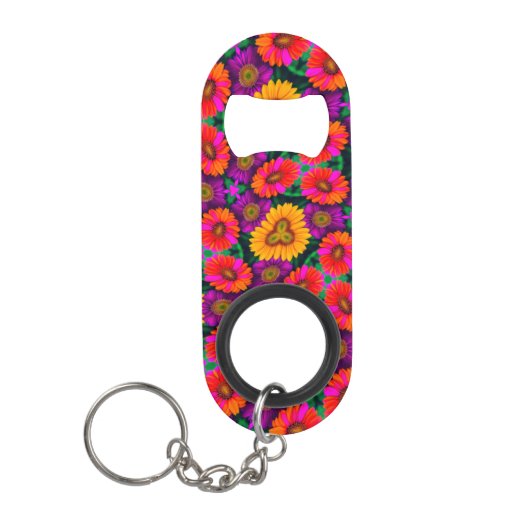 Kleurrijke Daisy Bouquet Patroon Mini Flessenopener (Voorkant)