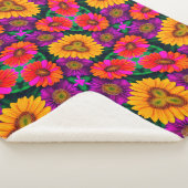 Kleurrijke Daisy Bouquet Patroon Sherpa Deken (3/4)