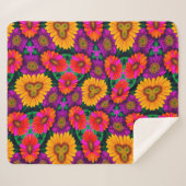 Kleurrijke Daisy Bouquet Patroon Sherpa Deken (Voorkant (horizontaal))