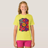 Kleurrijke Daisy Bouquet Patroon T-shirt (Voorkant volledig)