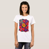 Kleurrijke Daisy Bouquet Patroon T-shirt (Voorkant volledig)