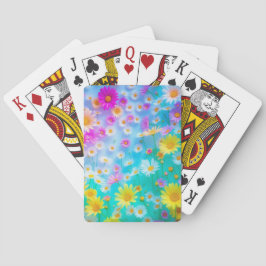 Kleurrijke Daisy Dream Waterverf Floral Design Pokerkaarten