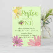 Kleurrijke Daisy Eerste Verjaardag Kaart (Staand voorkant)