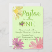 Kleurrijke Daisy Eerste Verjaardag Kaart (Voorkant)