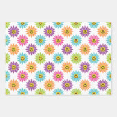 Kleurrijke Daisy Floral Stripes Polka Dot Inpakpapier Vel (Voorkant)