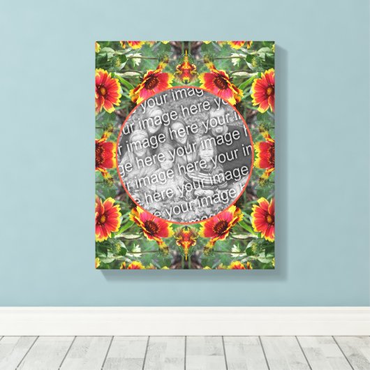 Kleurrijke Daisy Flowers Creëer Uw eigen foto Canvas Afdruk (Insitu (Houten vloer))