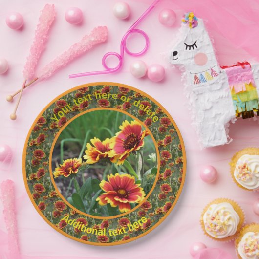 Kleurrijke Daisy Flowers Natuur Gepersonaliseerde  Papieren Bordje (Feest)