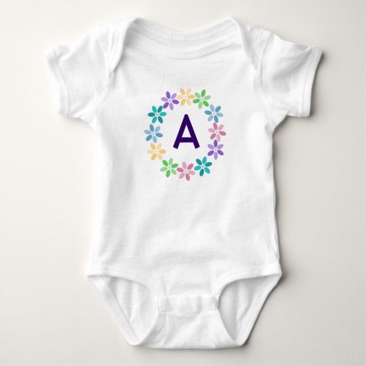 Kleurrijke Daisy Krans Monogram Romper (Voorkant)