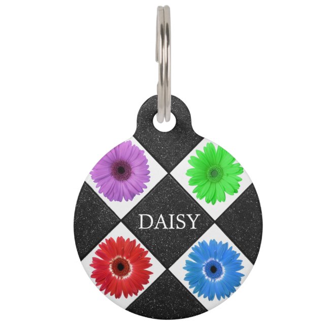 Kleurrijke Daisy Pet ID Tag Huisdierpenning (Voorkant)