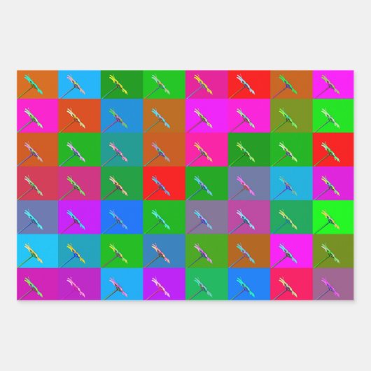 Kleurrijke Daisy Squares, Abstract roze blauw Inpakpapier Vel (Voorkant)