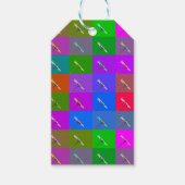 Kleurrijke Daisy Squares, Abstracte Bloemenfoto Cadeaulabel (Voorkant)