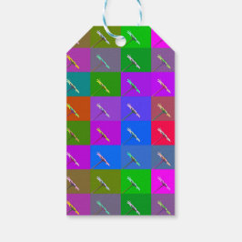 Kleurrijke Daisy Squares, Abstracte Bloemenfoto Cadeaulabel