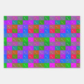 Kleurrijke Daisy Squares, Abstracte Bloemenfoto Inpakpapier Vel (Voorkant 3)