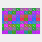 Kleurrijke Daisy Squares, Abstracte Bloemenfoto Inpakpapier Vel (Voorkant 2)