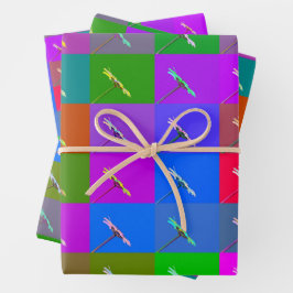 Kleurrijke Daisy Squares, Abstracte Bloemenfoto Inpakpapier Vel