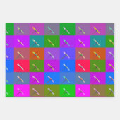 Kleurrijke Daisy Squares, Abstracte Bloemenfoto Inpakpapier Vel (Voorkant)