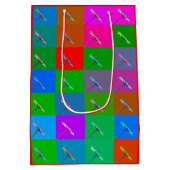 Kleurrijke Daisy Squares, Abstracte kleine lettert Medium Cadeauzakje (Achterkant)