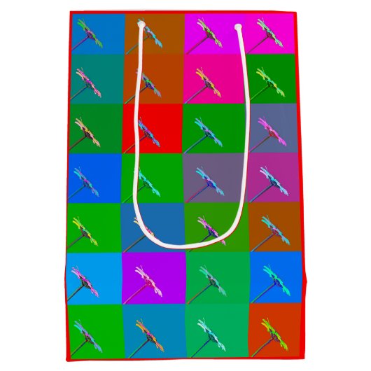 Kleurrijke Daisy Squares, Abstracte kleine lettert Medium Cadeauzakje (Achterkant)